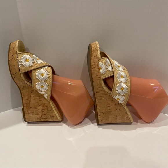 Jessica Simpson Seena Embroidered Daisy Raffia Women’s Wedge Sandals Sz 6.5 EUC - Picture 6 of 12